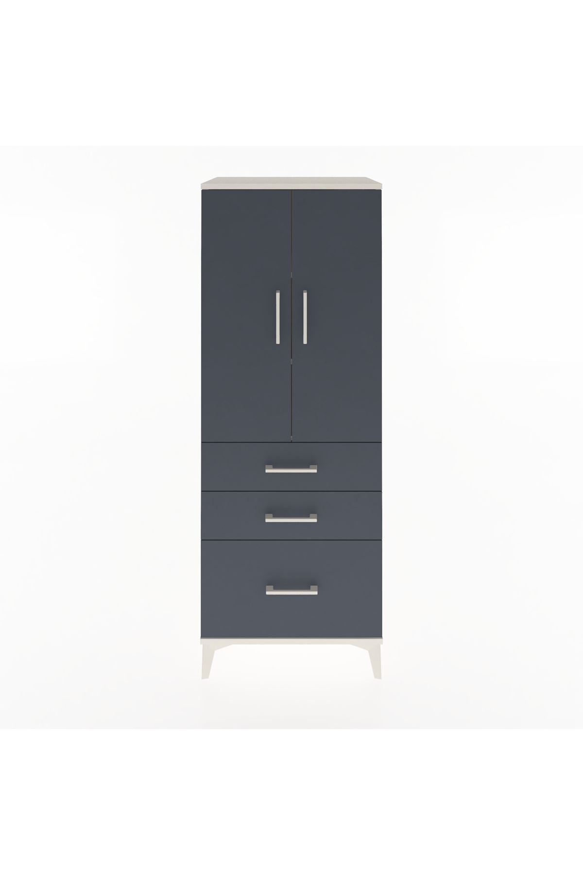 Hyperion Dolap 3 Raflı 3 Çekmeceli 2 Kapaklı 60x44x163 Aytaşı-Antrasit