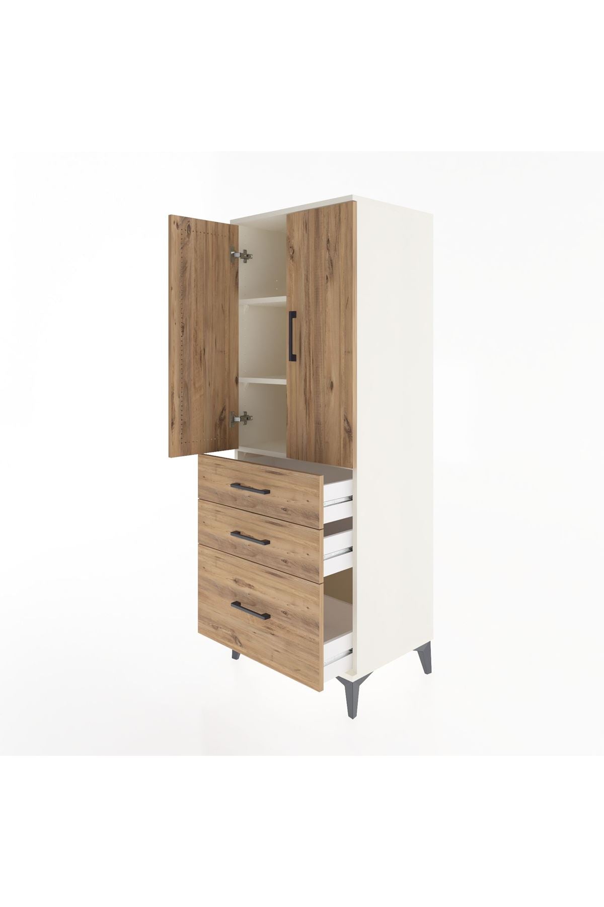 Hyperion Dolap 3 Raflı 3 Çekmeceli 2 Kapaklı 60x44x163 Aytaşı-Çam