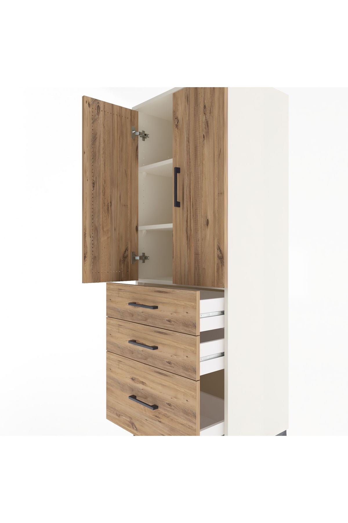 Hyperion Dolap 3 Raflı 3 Çekmeceli 2 Kapaklı 60x44x163 Aytaşı-Çam