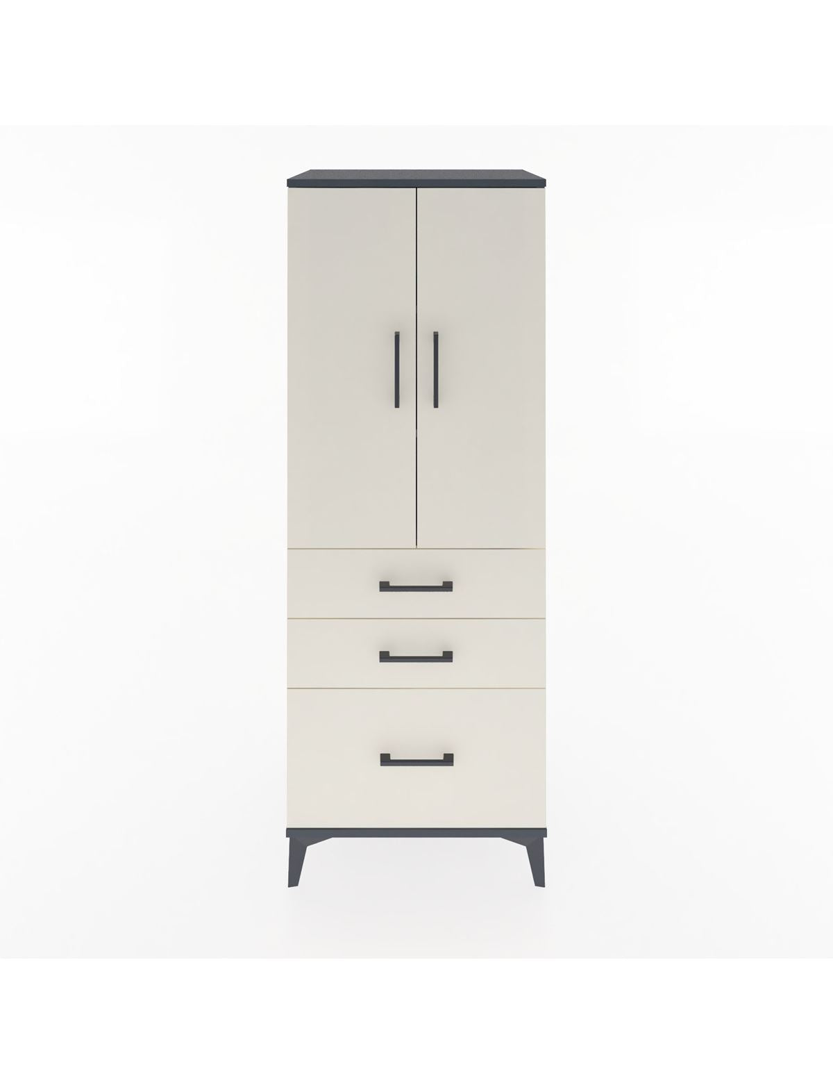 Hyperion Dolap 3 Raflı 3 Çekmeceli 2 Kapaklı 60x44x163 Antrasit-Aytaşı