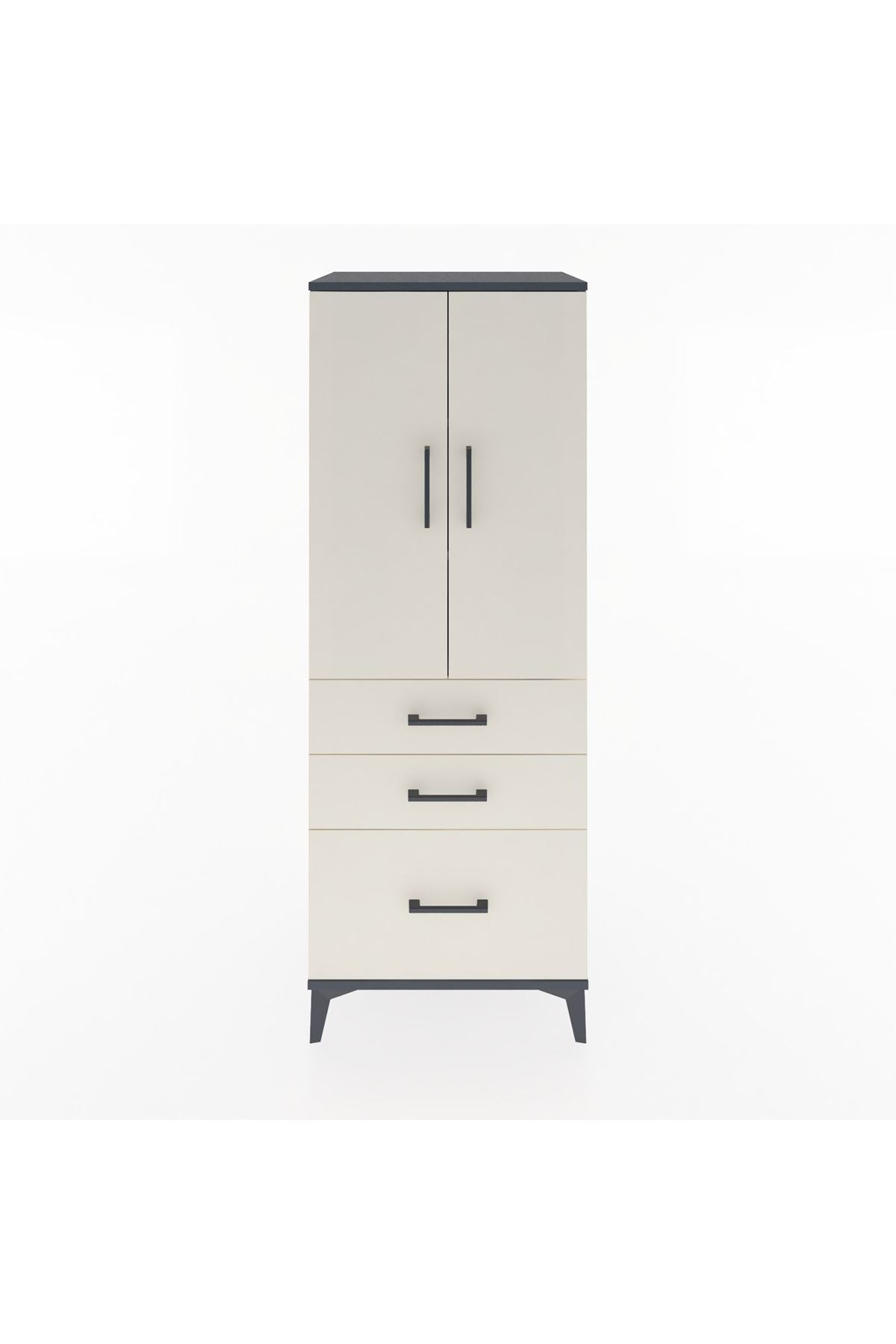 Hyperion Dolap 3 Raflı 3 Çekmeceli 2 Kapaklı 60x44x163 Antrasit-Aytaşı