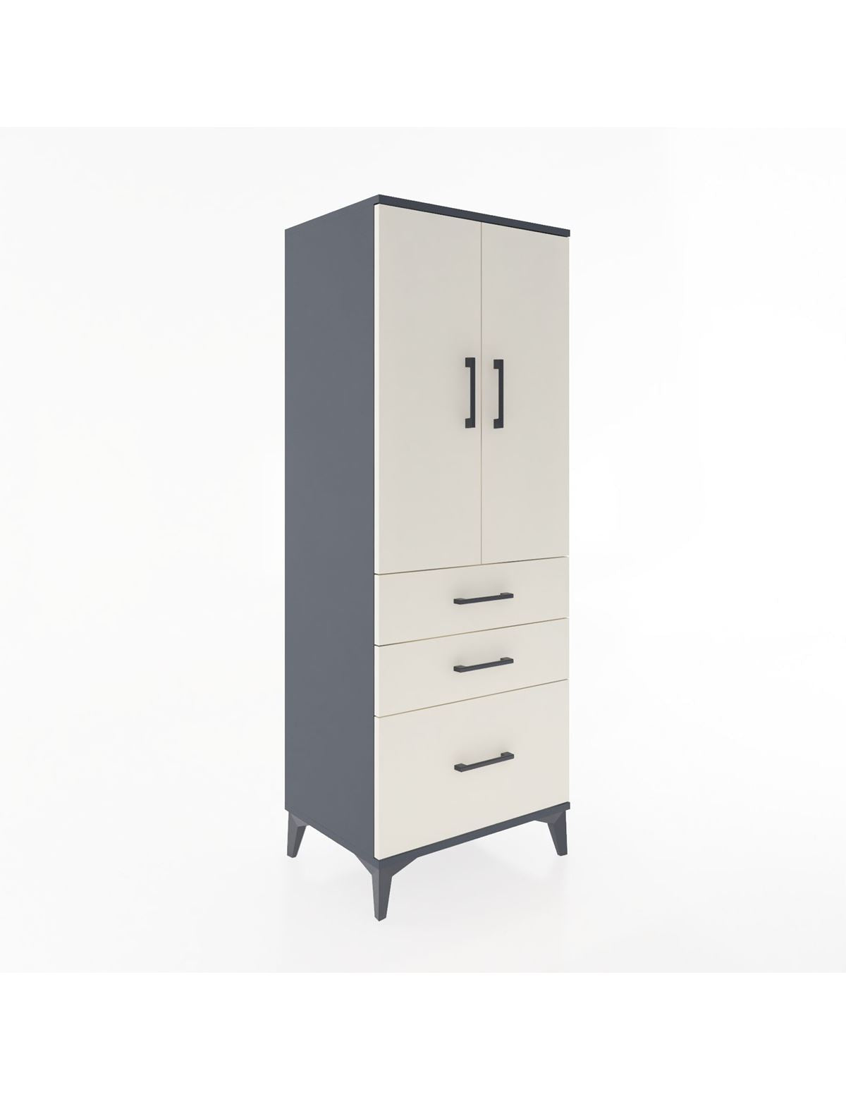 Hyperion Dolap 3 Raflı 3 Çekmeceli 2 Kapaklı 60x44x163 Antrasit-Aytaşı