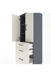 Hyperion Dolap 3 Raflı 3 Çekmeceli 2 Kapaklı 60x44x163 Antrasit-Aytaşı