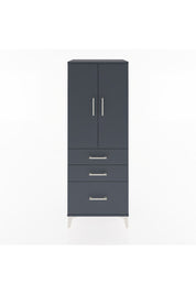 Hyperion Dolap 3 Raflı 3 Çekmeceli 2 Kapaklı 60x44x163 Antrasit-Antrasit