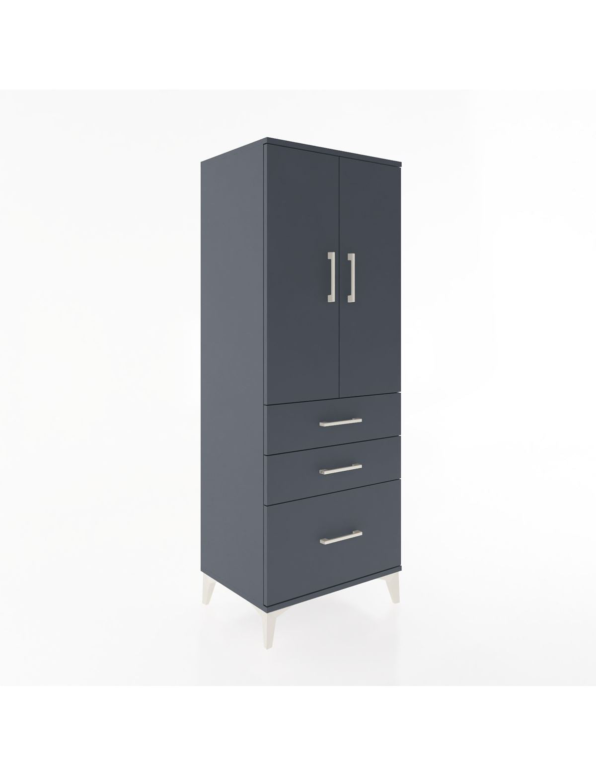 Hyperion Dolap 3 Raflı 3 Çekmeceli 2 Kapaklı 60x44x163 Antrasit-Antrasit