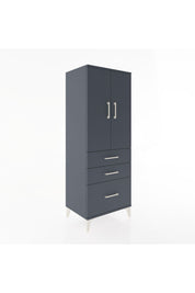 Hyperion Dolap 3 Raflı 3 Çekmeceli 2 Kapaklı 60x44x163 Antrasit-Antrasit