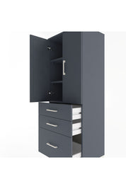 Hyperion Dolap 3 Raflı 3 Çekmeceli 2 Kapaklı 60x44x163 Antrasit-Antrasit
