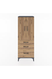 Hyperion Dolap 3 Raflı 3 Çekmeceli 2 Kapaklı 60x44x163 Antrasit-Çam