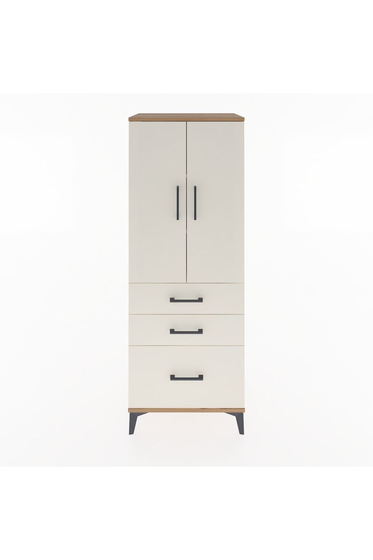 Hyperion Dolap 3 Raflı 3 Çekmeceli 2 Kapaklı 60x44x163 Çam-Aytaşı