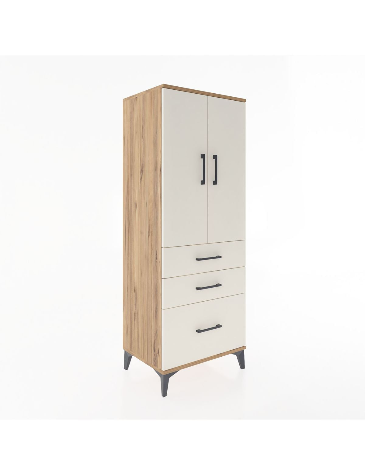 Hyperion Dolap 3 Raflı 3 Çekmeceli 2 Kapaklı 60x44x163 Çam-Aytaşı