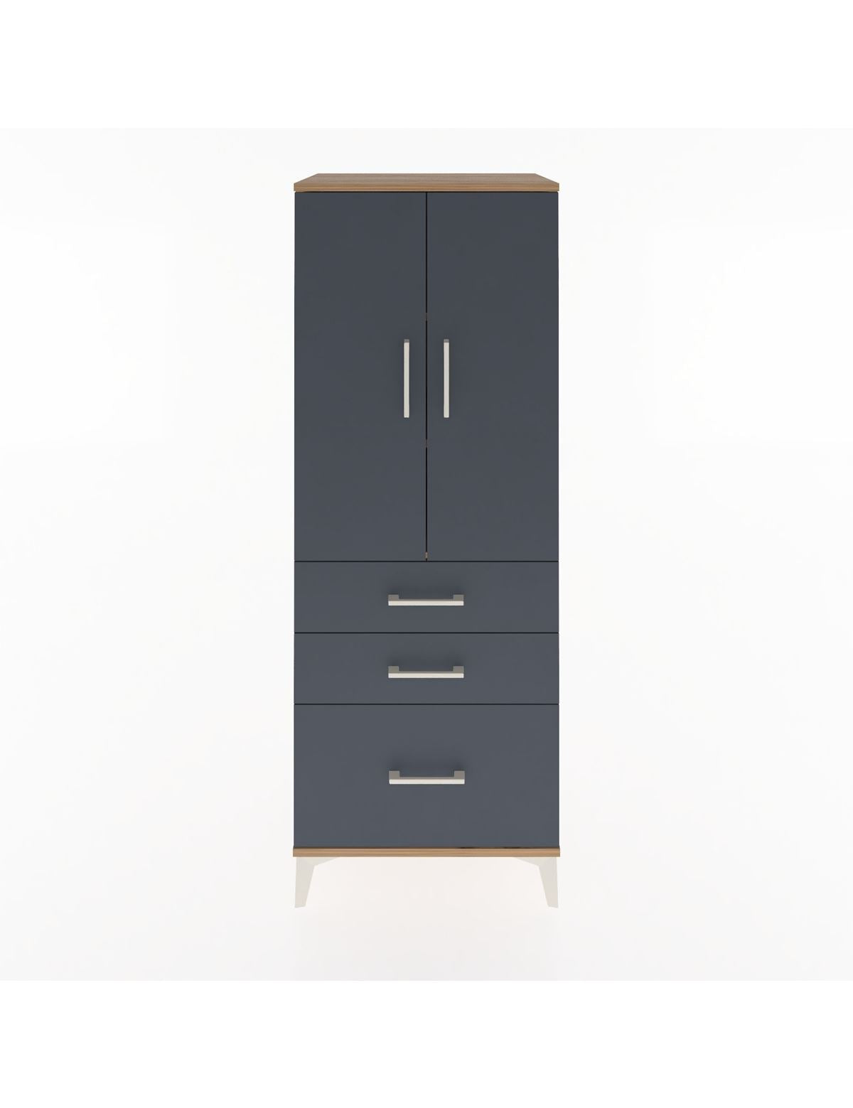 Hyperion Dolap 3 Raflı 3 Çekmeceli 2 Kapaklı 60x44x163 Çam-Antrasit