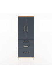 Hyperion Dolap 3 Raflı 3 Çekmeceli 2 Kapaklı 60x44x163 Çam-Antrasit