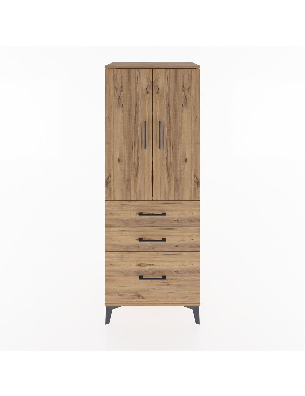 Hyperion Dolap 3 Raflı 3 Çekmeceli 2 Kapaklı 60x44x163 Çam-Çam