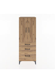 Hyperion Dolap 3 Raflı 3 Çekmeceli 2 Kapaklı 60x44x163 Çam-Çam