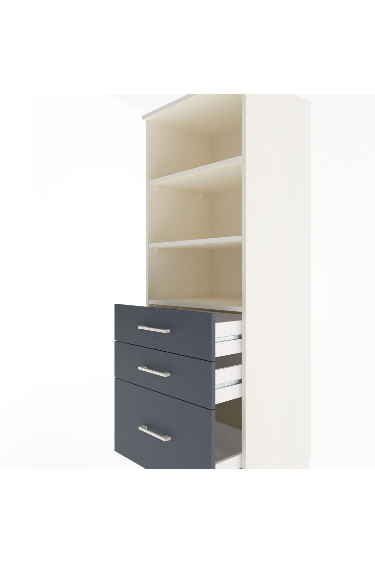 Hyperion Dolap 3 Raflı 3 Çekmeceli 60x44x163 Aytaşı-Antrasit