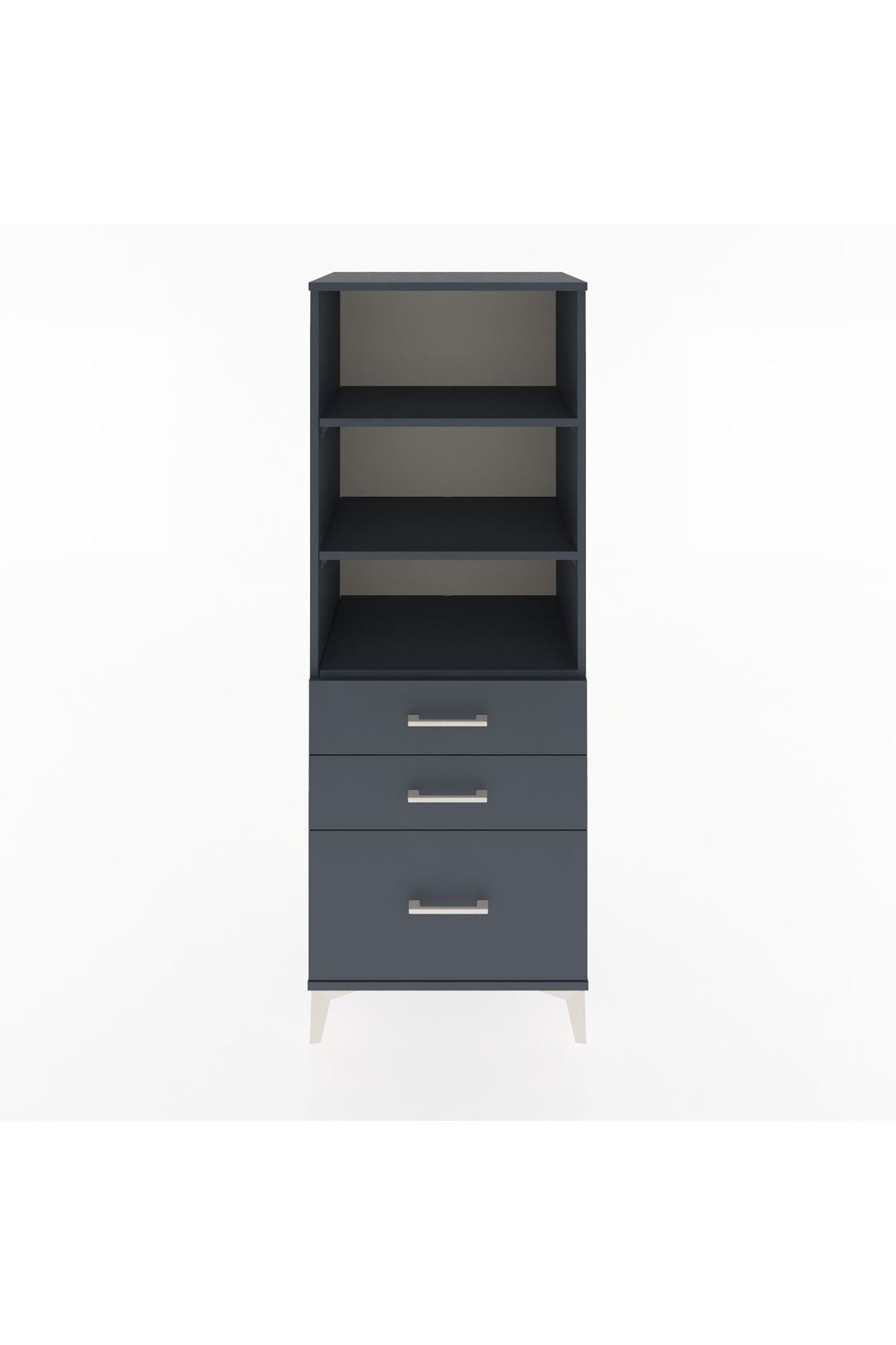 Hyperion Dolap 3 Raflı 3 Çekmeceli 60x44x163 Antrasit-Antrasit