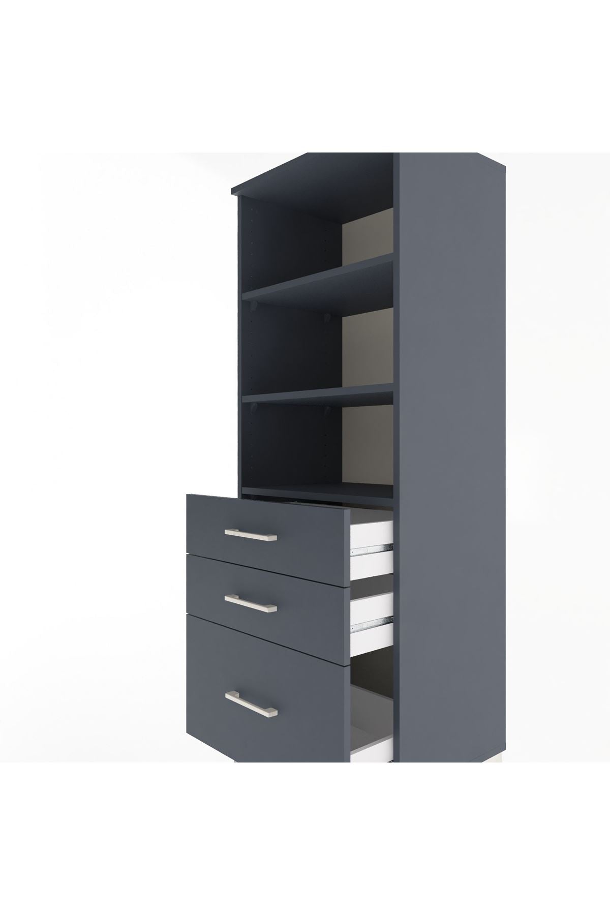 Hyperion Dolap 3 Raflı 3 Çekmeceli 60x44x163 Antrasit-Antrasit