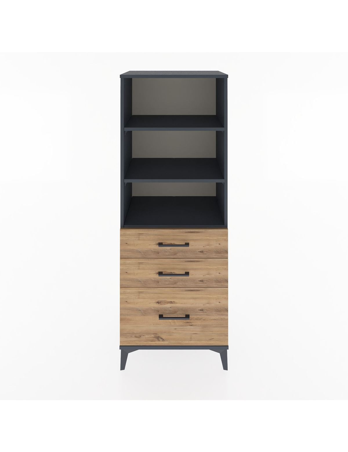 Hyperion Dolap 3 Raflı 3 Çekmeceli 60x44x163 Antrasit-Çam