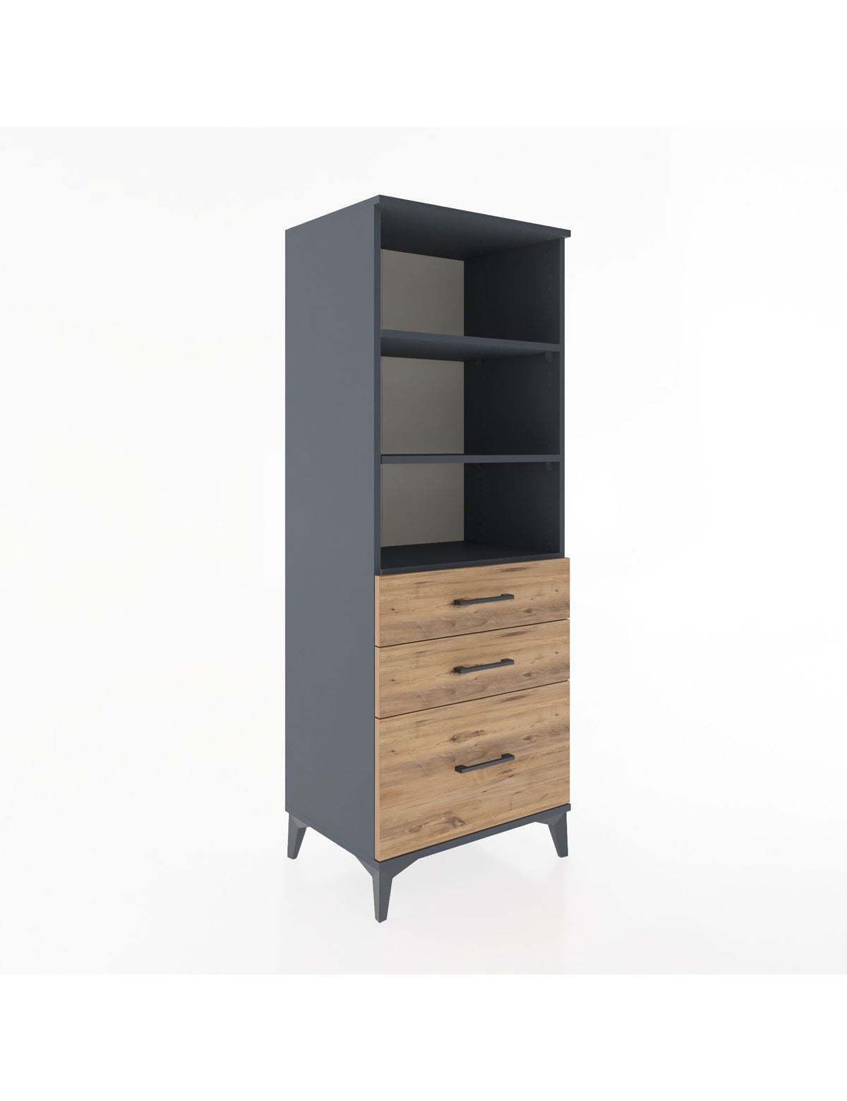 Hyperion Dolap 3 Raflı 3 Çekmeceli 60x44x163 Antrasit-Çam