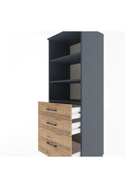 Hyperion Dolap 3 Raflı 3 Çekmeceli 60x44x163 Antrasit-Çam