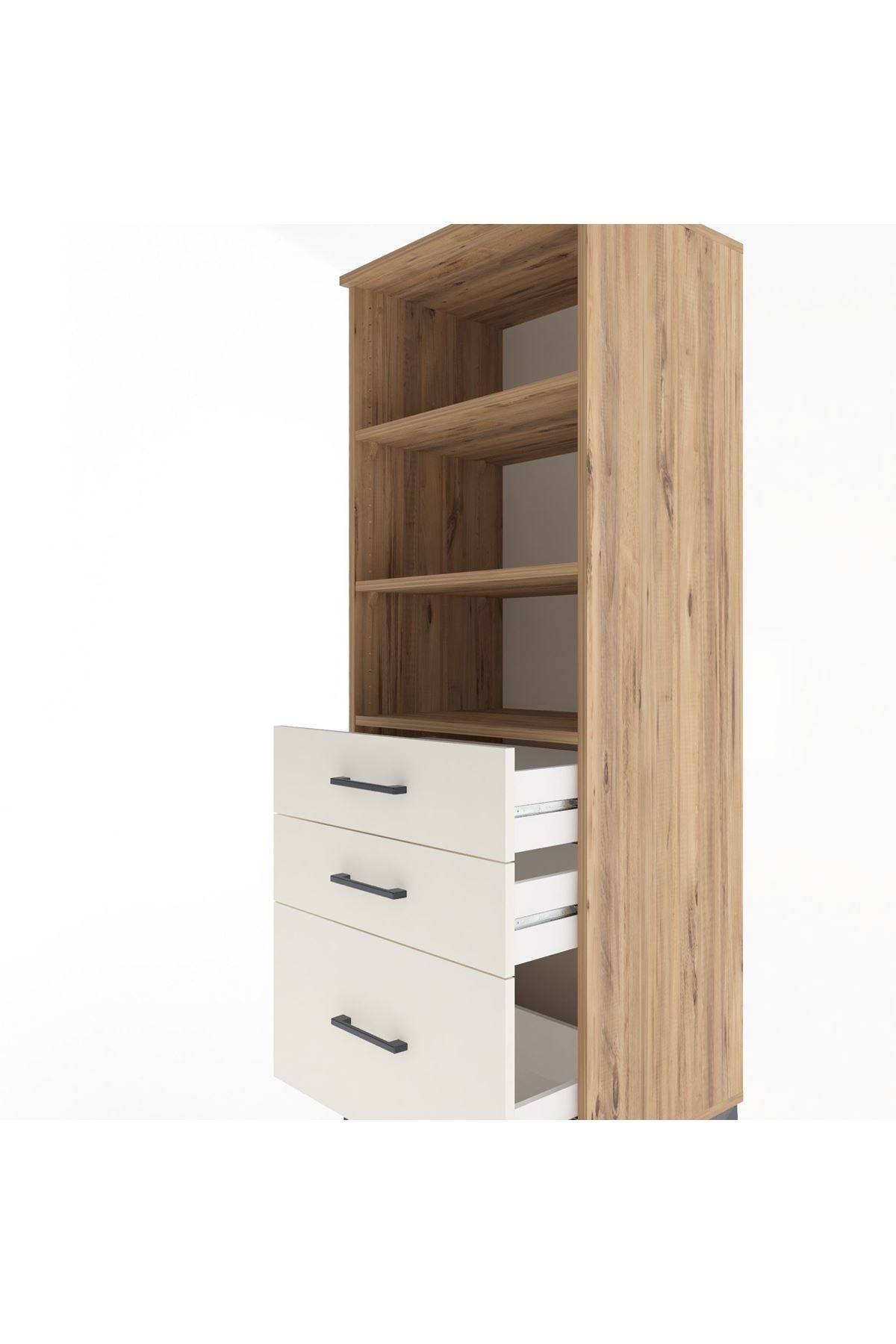 Hyperion Dolap 3 Raflı 3 Çekmeceli 60x44x163 Çam-Aytaşı