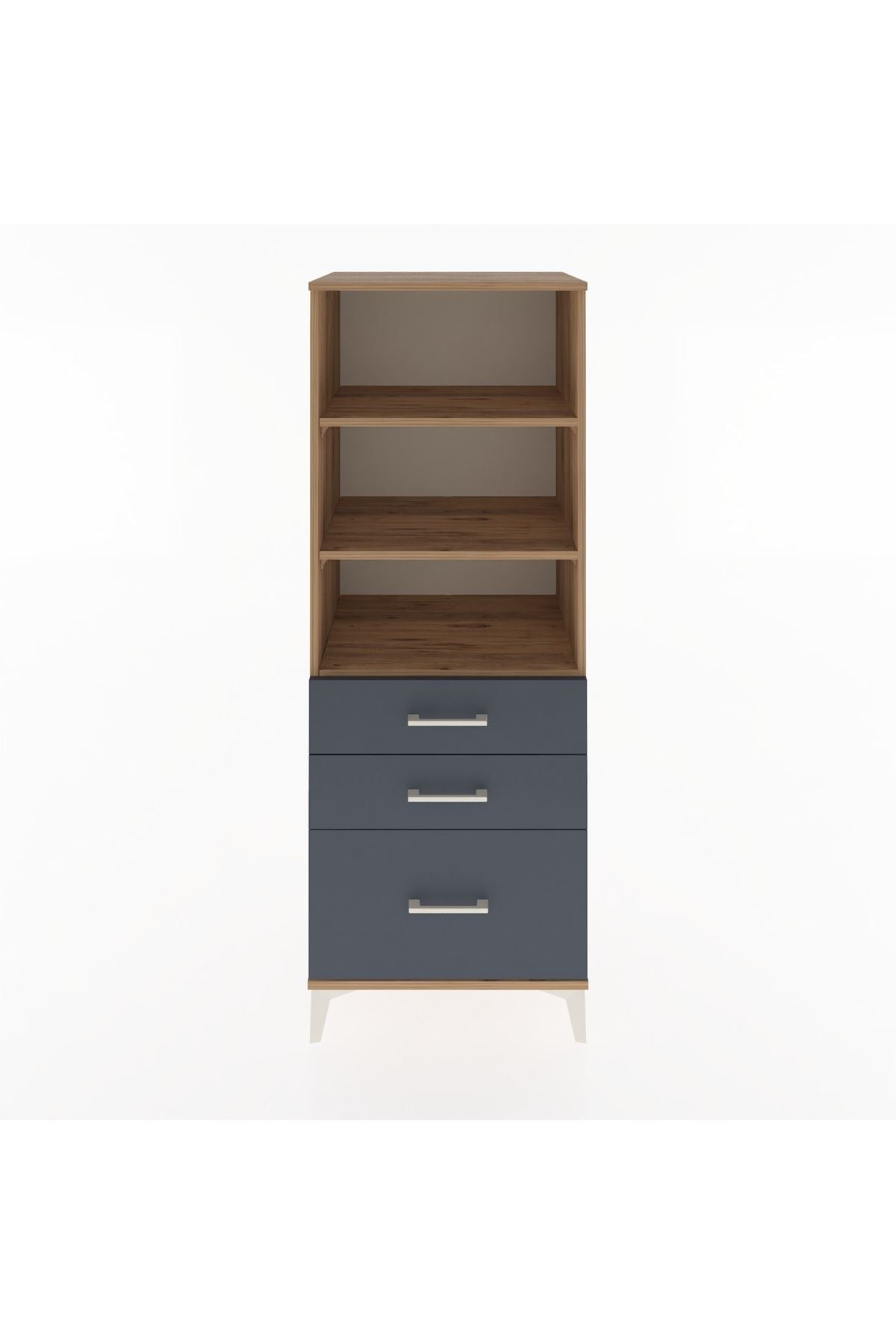 Hyperion Dolap 3 Raflı 3 Çekmeceli 60x44x163 Çam-Antrasit