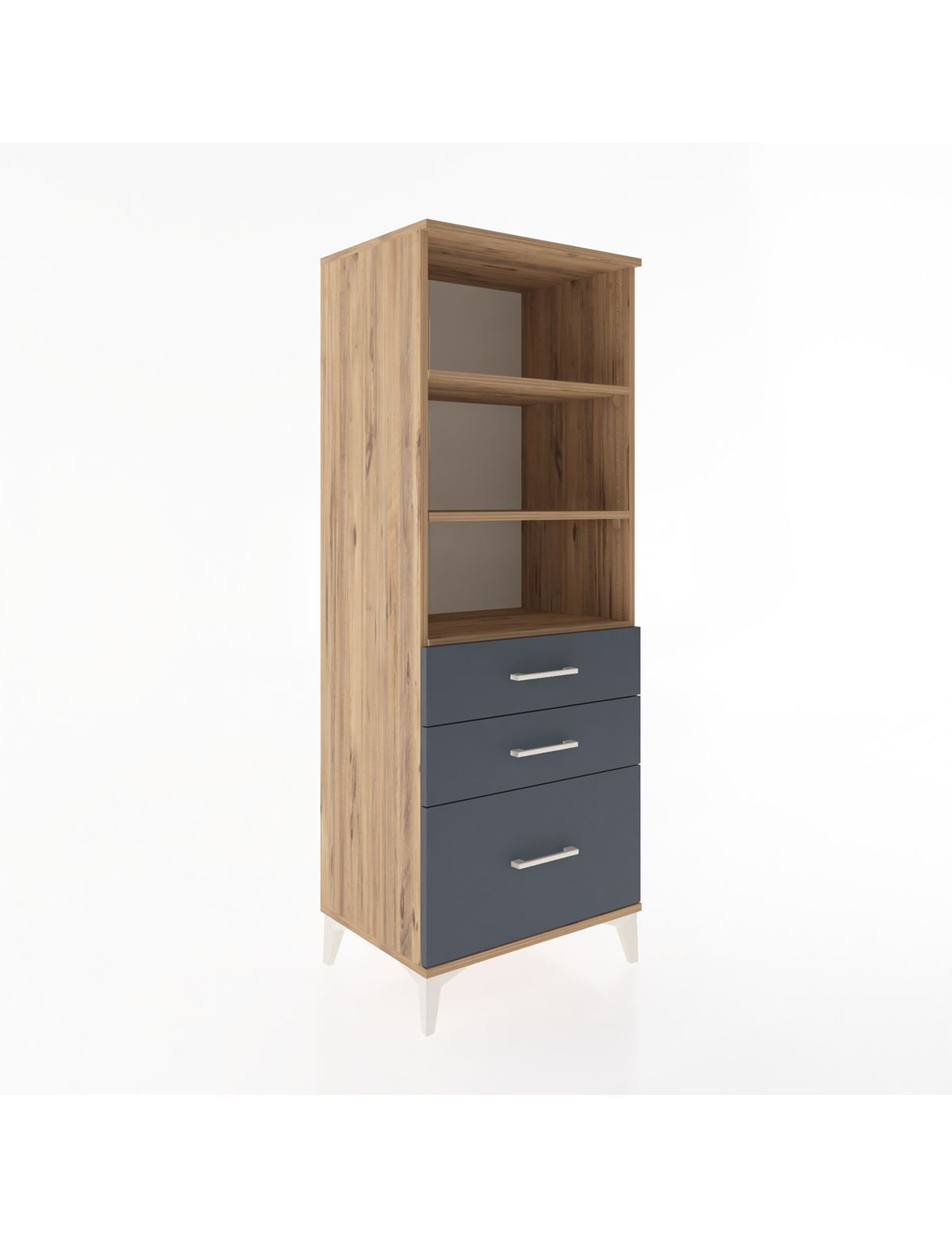 Hyperion Dolap 3 Raflı 3 Çekmeceli 60x44x163 Çam-Antrasit