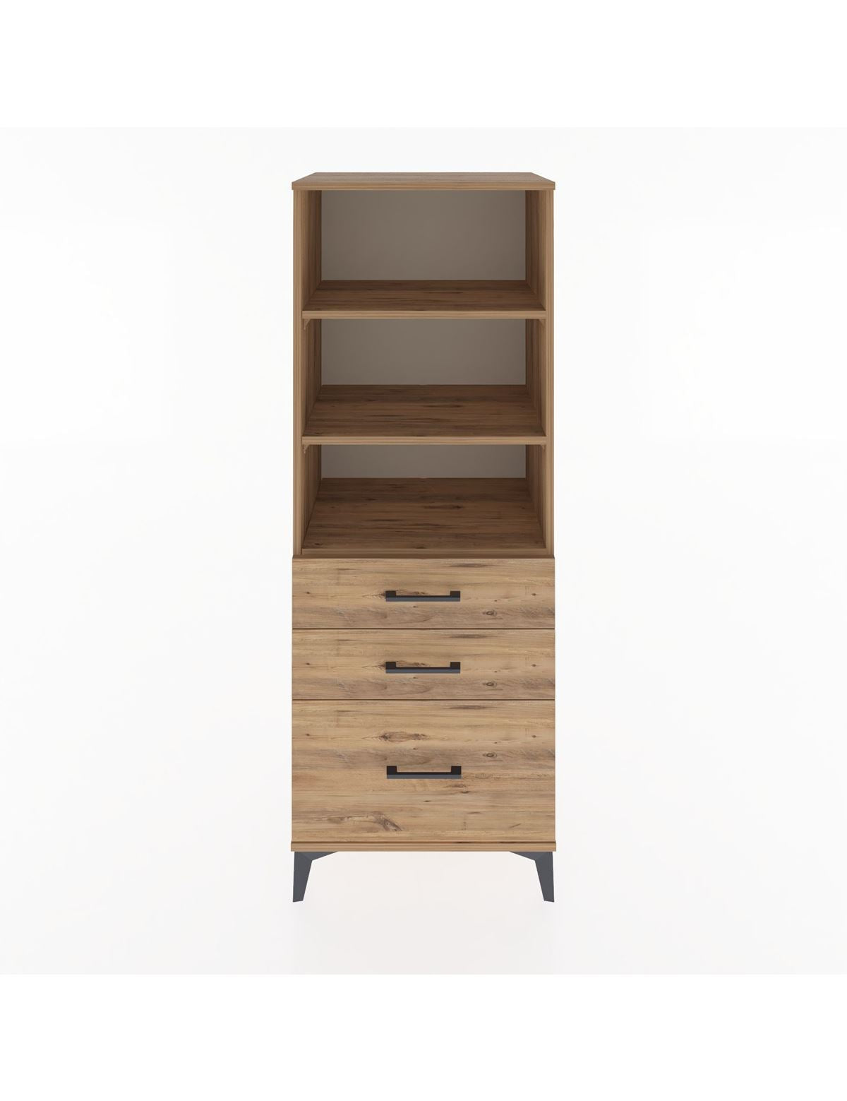 Hyperion Dolap 3 Raflı 3 Çekmeceli 60x44x163 Çam-Çam