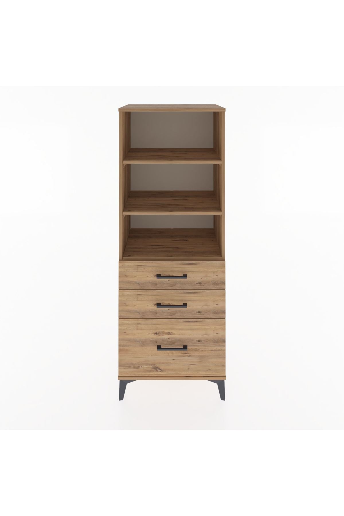 Hyperion Dolap 3 Raflı 3 Çekmeceli 60x44x163 Çam-Çam