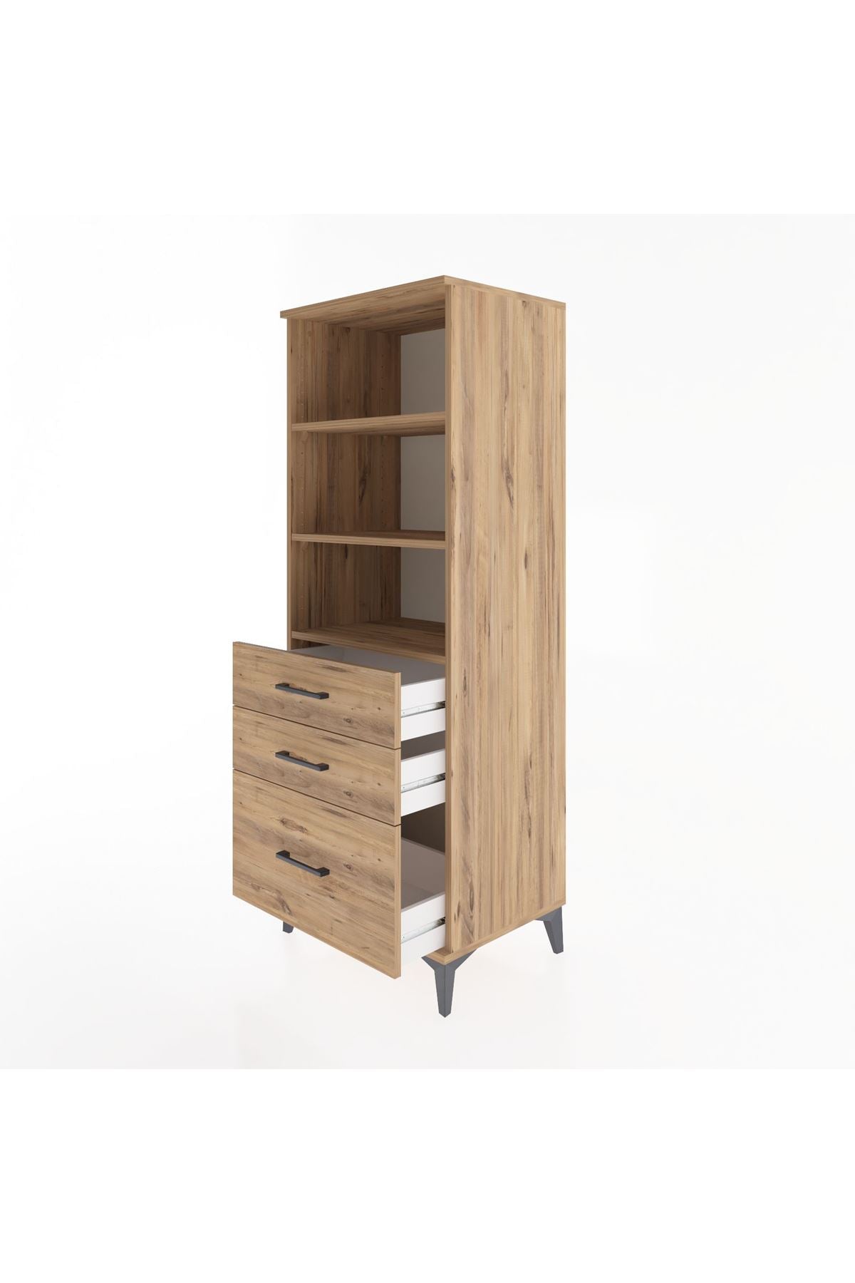 Hyperion Dolap 3 Raflı 3 Çekmeceli 60x44x163 Çam-Çam