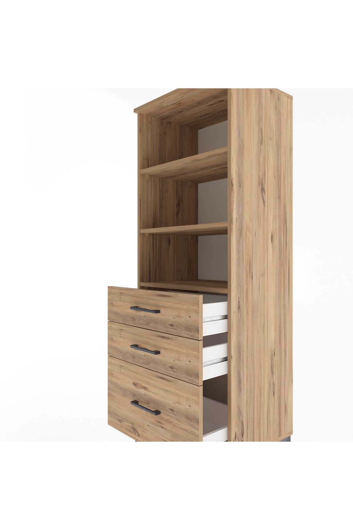 Hyperion Dolap 3 Raflı 3 Çekmeceli 60x44x163 Çam-Çam