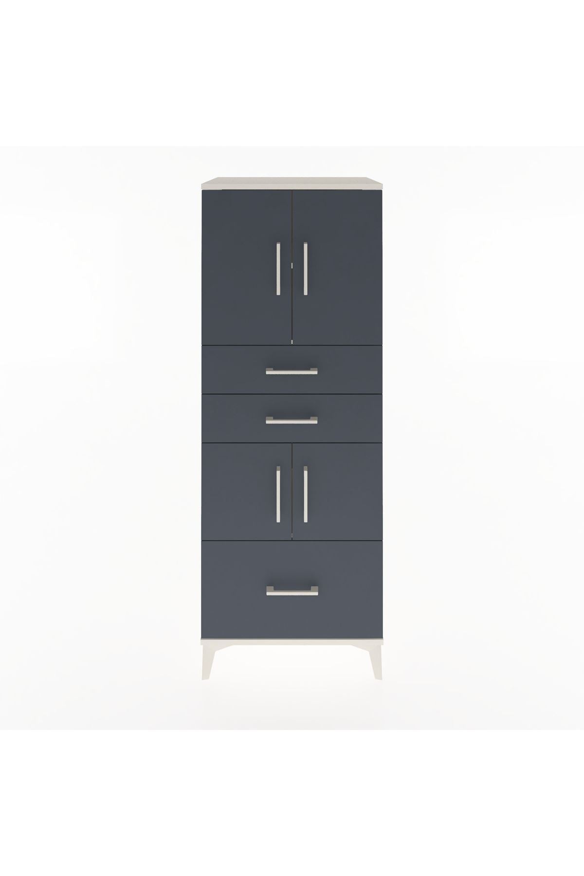 Hyperion Dolap 3 Raflı 3 Çekmeceli 4 Kapaklı 60x44x163 Aytaşı-Antrasit