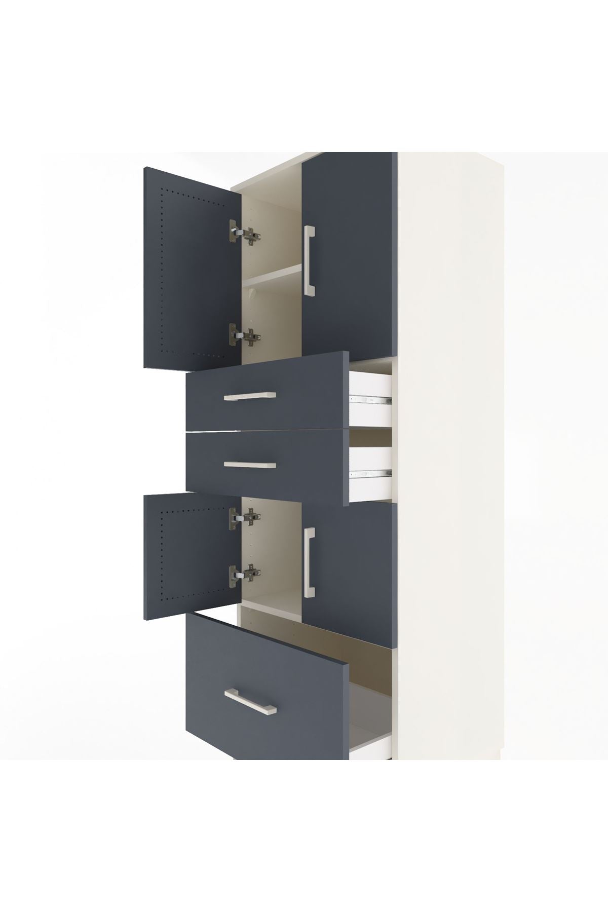 Hyperion Dolap 3 Raflı 3 Çekmeceli 4 Kapaklı 60x44x163 Aytaşı-Antrasit