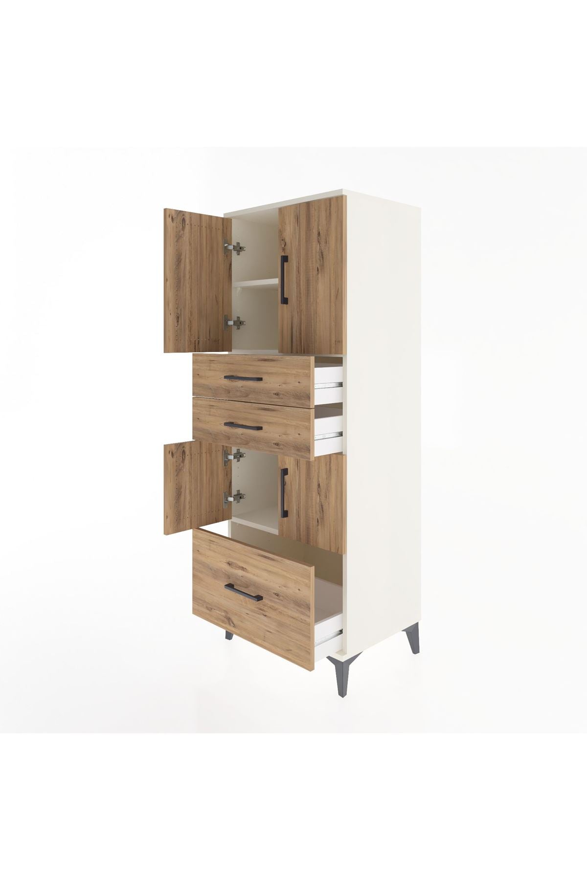 Hyperion Dolap 3 Raflı 3 Çekmeceli 4 Kapaklı 60x44x163 Aytaşı-Çam