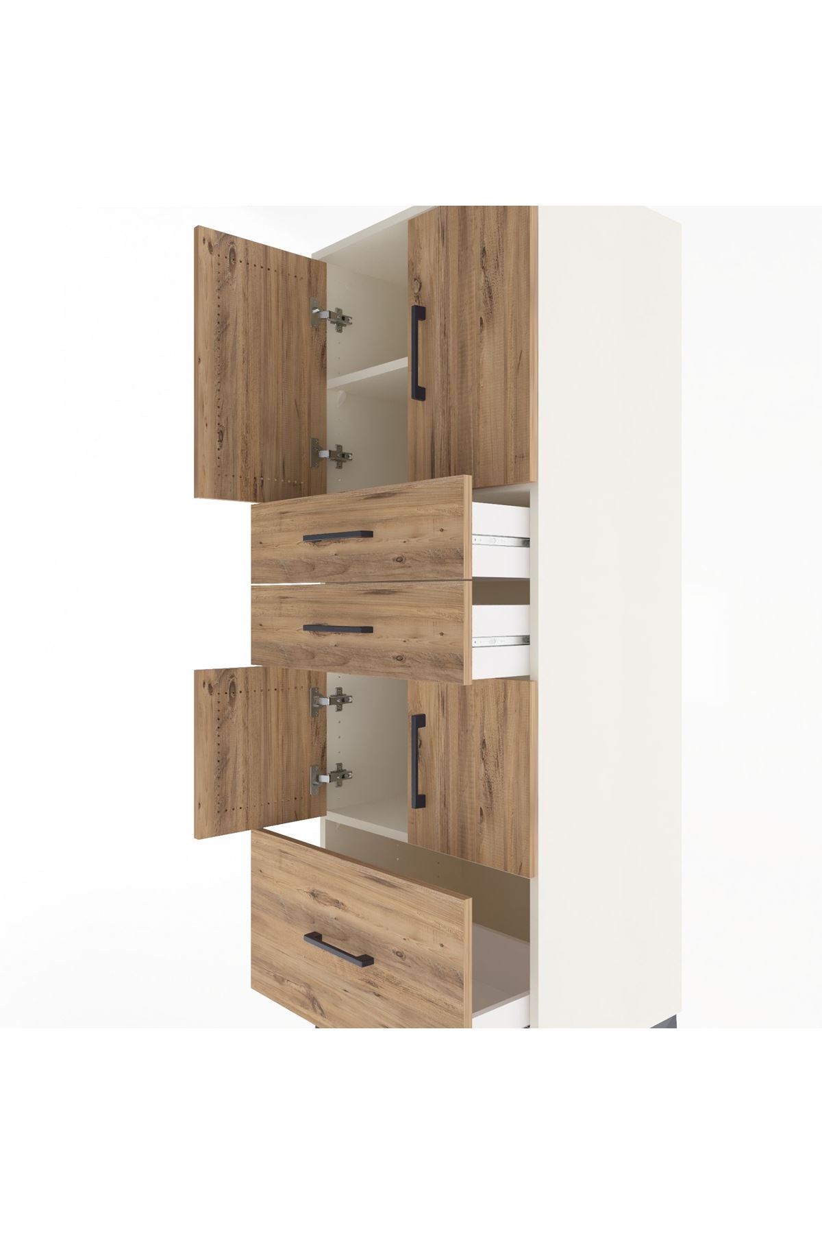 Hyperion Dolap 3 Raflı 3 Çekmeceli 4 Kapaklı 60x44x163 Aytaşı-Çam