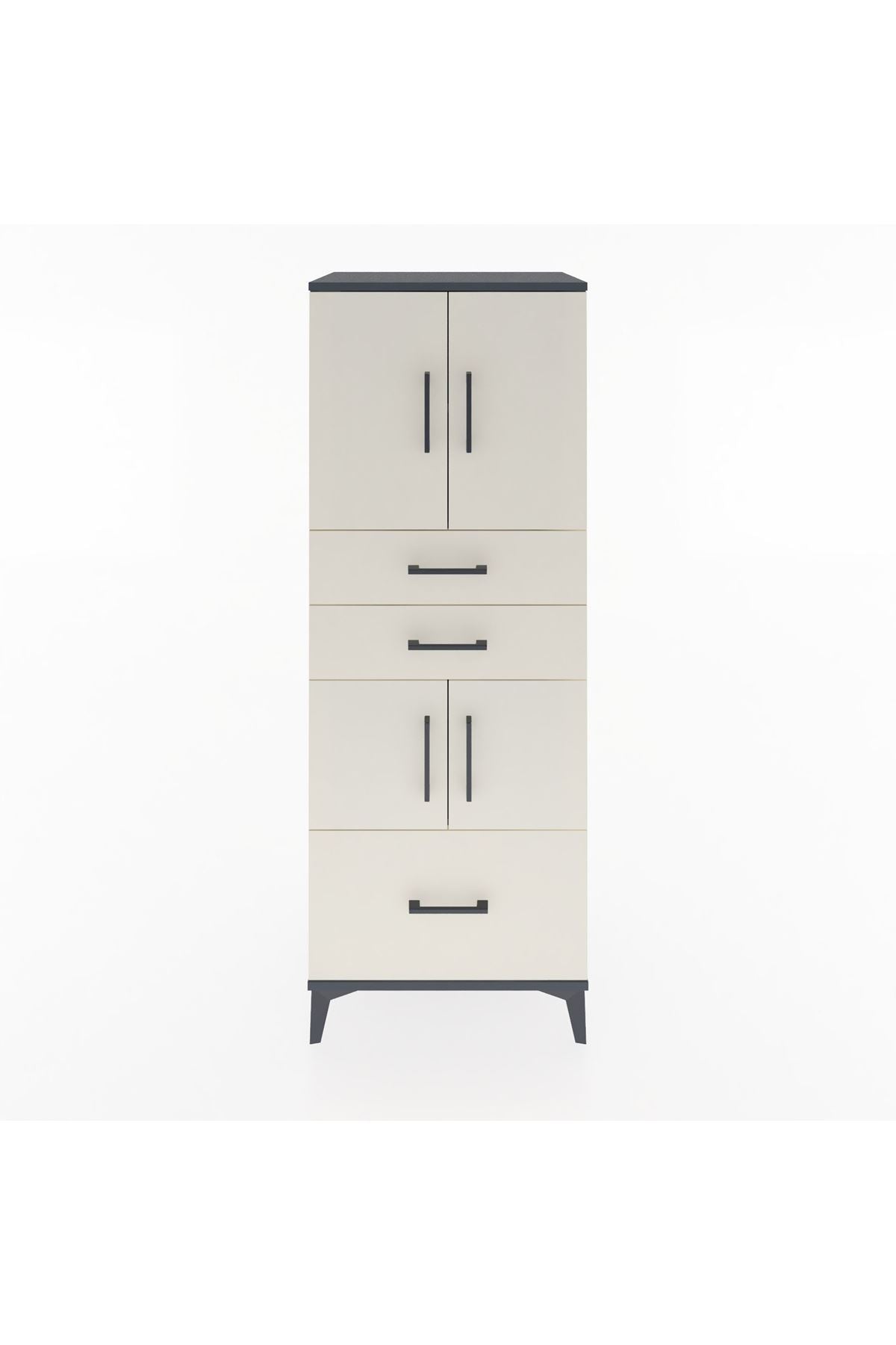 Hyperion Dolap 3 Raflı 3 Çekmeceli 4 Kapaklı 60x44x163 Antrasit-Aytaşı