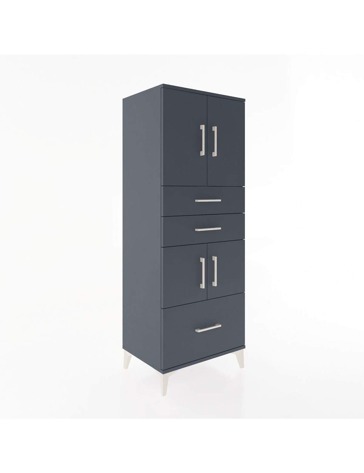 Hyperion Dolap 3 Raflı 3 Çekmeceli 4 Kapaklı 60x44x163 Antrasit-Antrasit