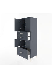 Hyperion Dolap 3 Raflı 3 Çekmeceli 4 Kapaklı 60x44x163 Antrasit-Antrasit