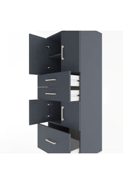 Hyperion Dolap 3 Raflı 3 Çekmeceli 4 Kapaklı 60x44x163 Antrasit-Antrasit
