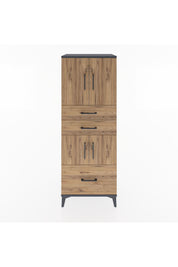 Hyperion Dolap 3 Raflı 3 Çekmeceli 4 Kapaklı 60x44x163 Antrasit-Çam