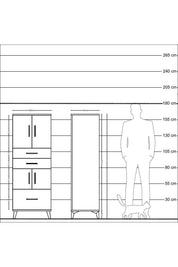 Hyperion Dolap 3 Raflı 3 Çekmeceli 4 Kapaklı 60x44x163 Antrasit-Çam