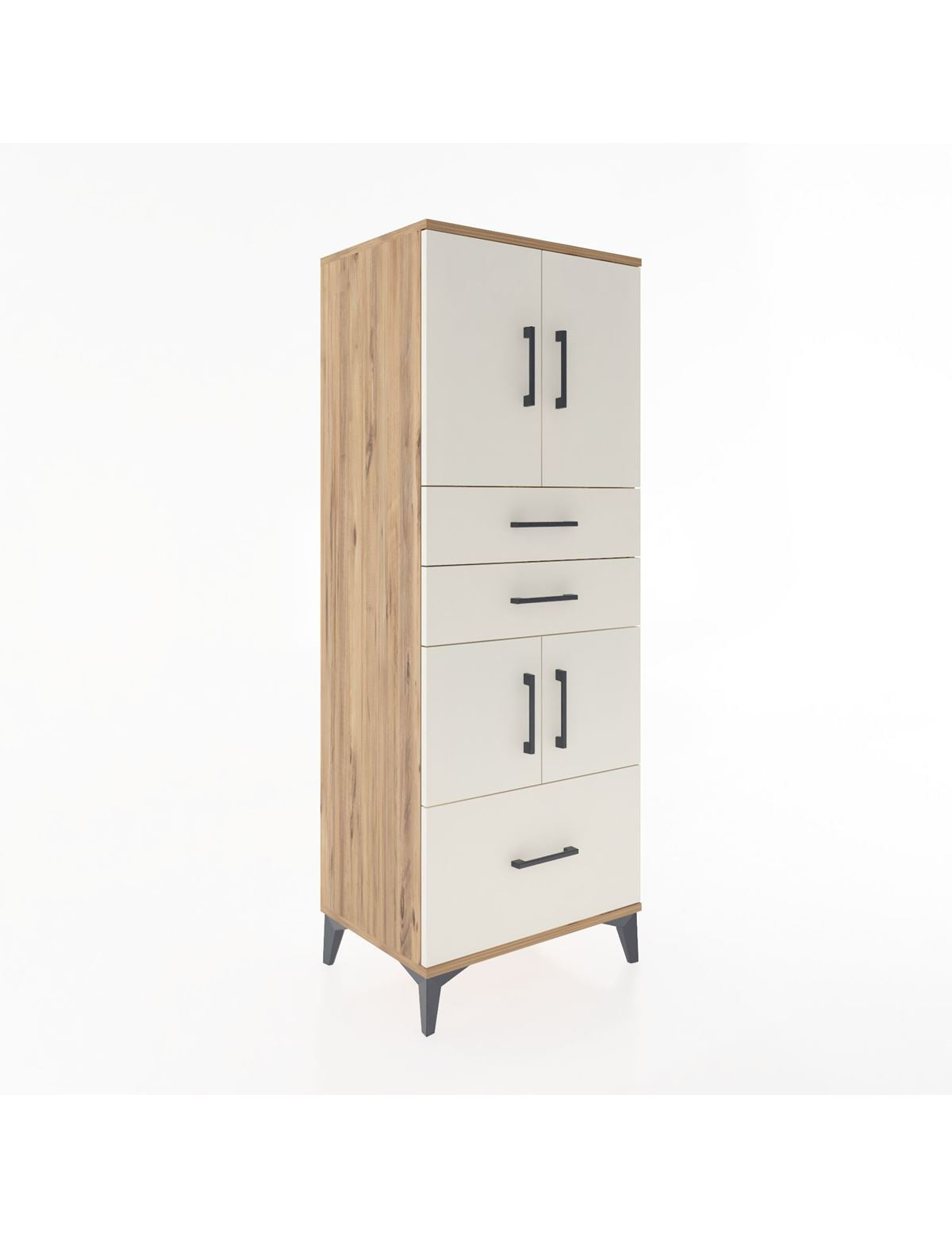 Hyperion Dolap 3 Raflı 3 Çekmeceli 4 Kapaklı 60x44x163 Çam-Aytaşı