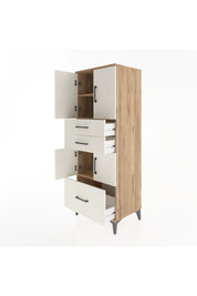 Hyperion Dolap 3 Raflı 3 Çekmeceli 4 Kapaklı 60x44x163 Çam-Aytaşı