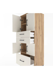 Hyperion Dolap 3 Raflı 3 Çekmeceli 4 Kapaklı 60x44x163 Çam-Aytaşı