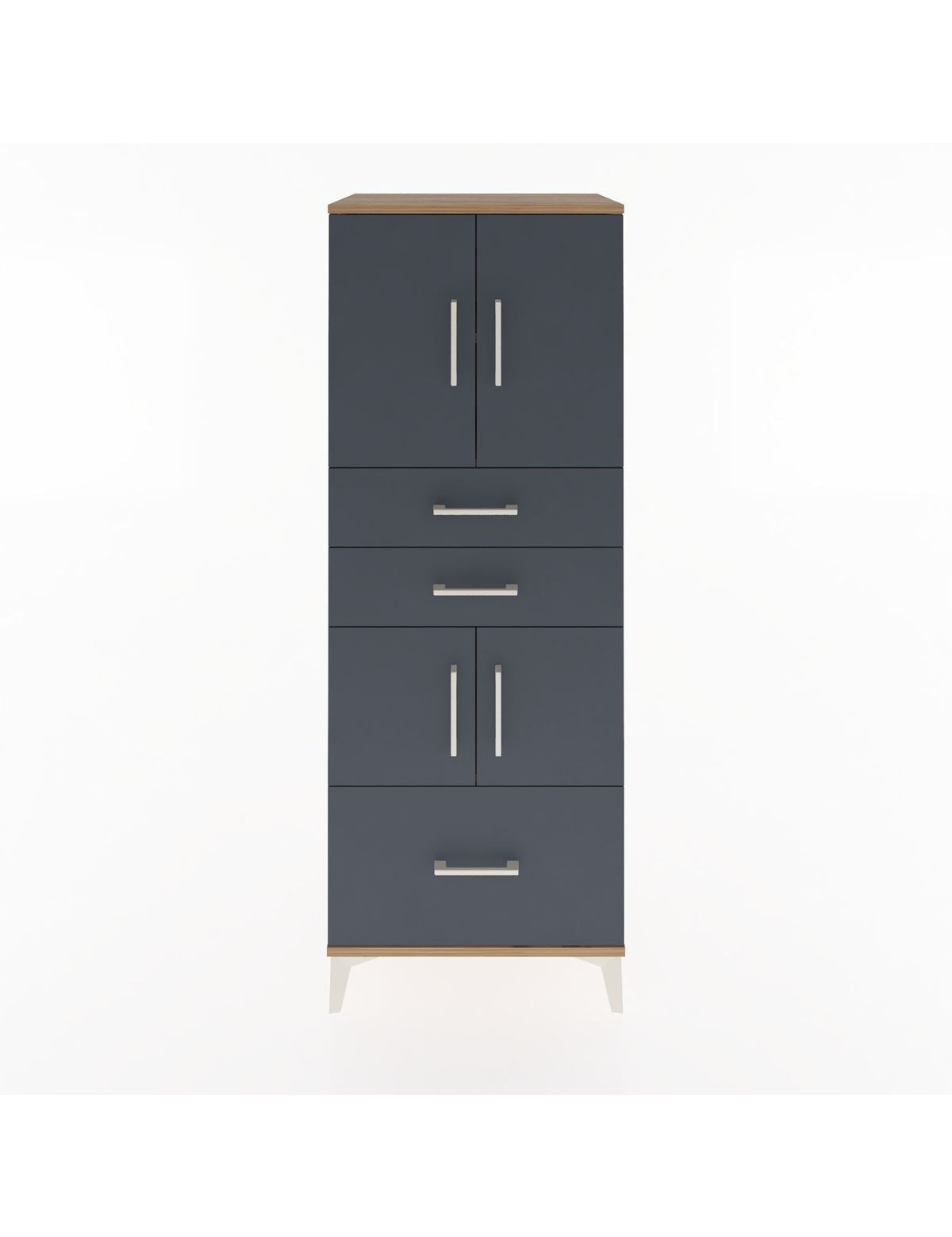 Hyperion Dolap 3 Raflı 3 Çekmeceli 4 Kapaklı 60x44x163 Çam-Antrasit