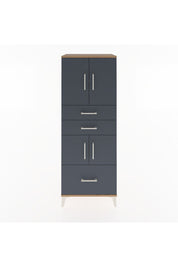 Hyperion Dolap 3 Raflı 3 Çekmeceli 4 Kapaklı 60x44x163 Çam-Antrasit