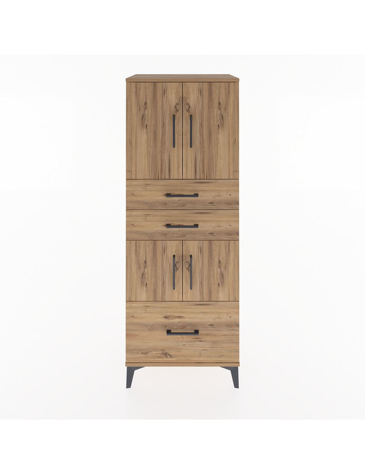 Hyperion Dolap 3 Raflı 3 Çekmeceli 4 Kapaklı 60x44x163 Çam-Çam