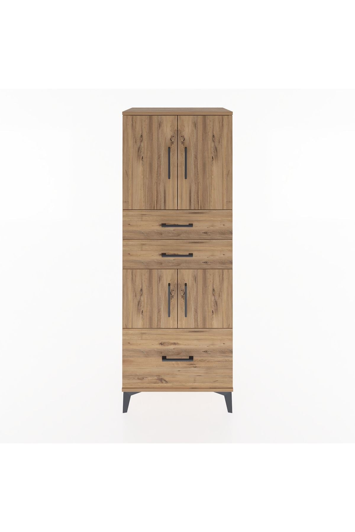 Hyperion Dolap 3 Raflı 3 Çekmeceli 4 Kapaklı 60x44x163 Çam-Çam