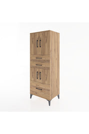 Hyperion Dolap 3 Raflı 3 Çekmeceli 4 Kapaklı 60x44x163 Çam-Çam