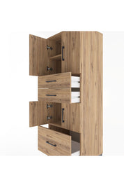 Hyperion Dolap 3 Raflı 3 Çekmeceli 4 Kapaklı 60x44x163 Çam-Çam